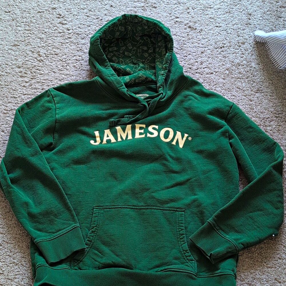Jameson Irish Whiskey Green Pullover Hoodie Sweatshirt Adult XL Bottle Lining